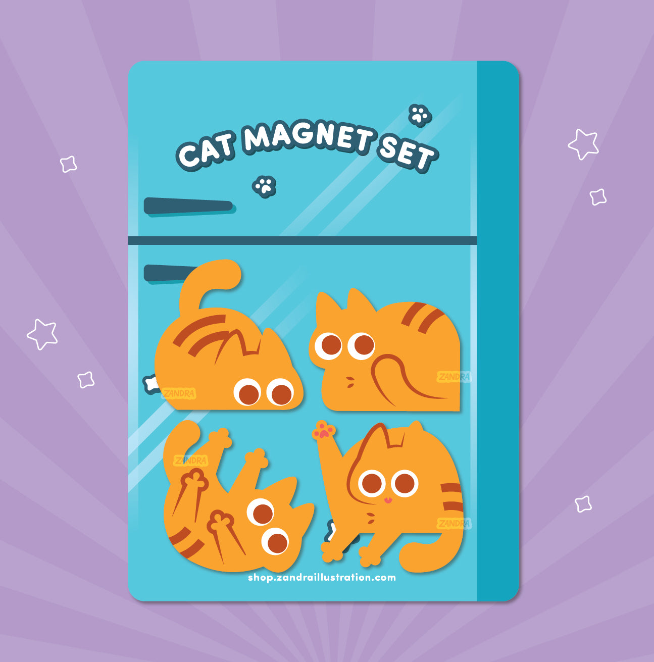 Orange Tabby Cat Mini Magnet Set