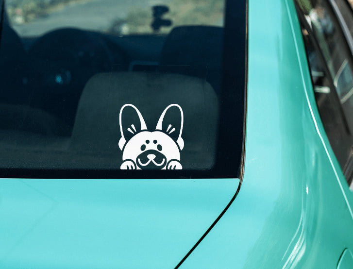 Peeking French Bulldog Vinyl Decal