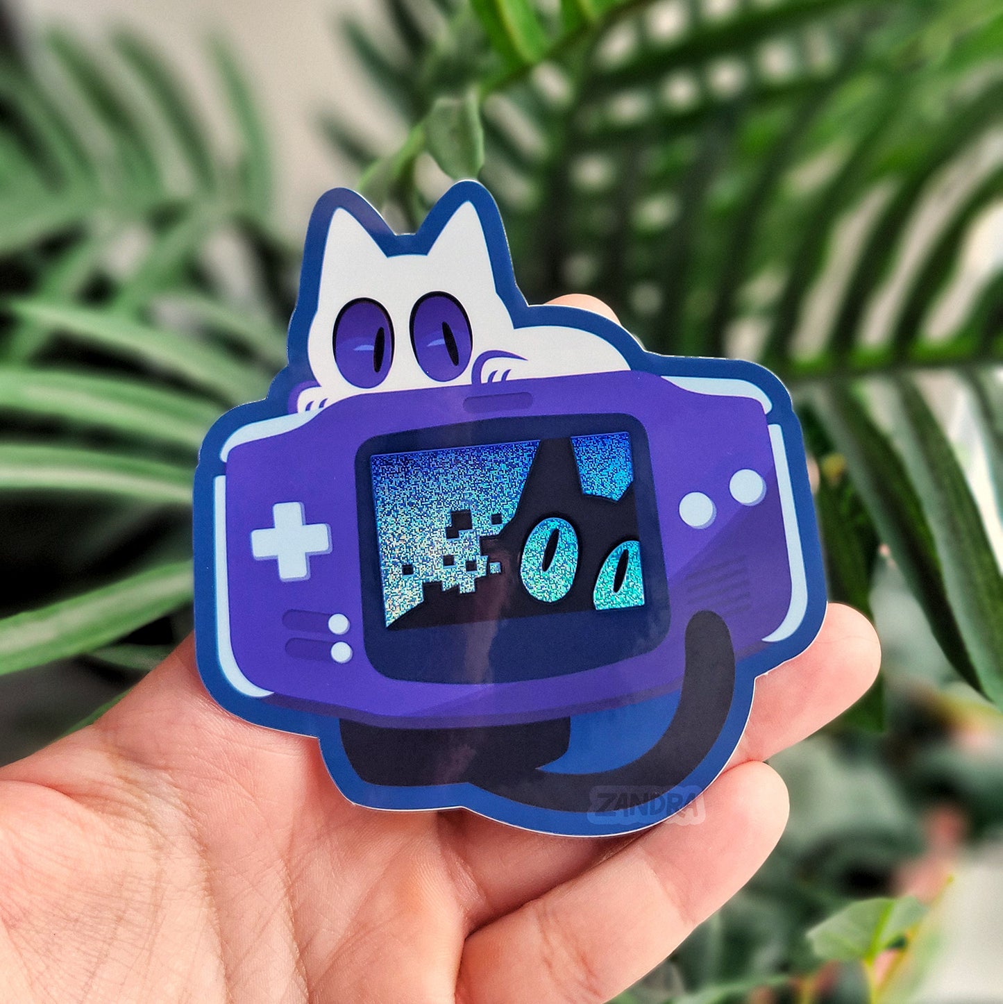 Gaming Cats Static Glitter Vinyl Sticker