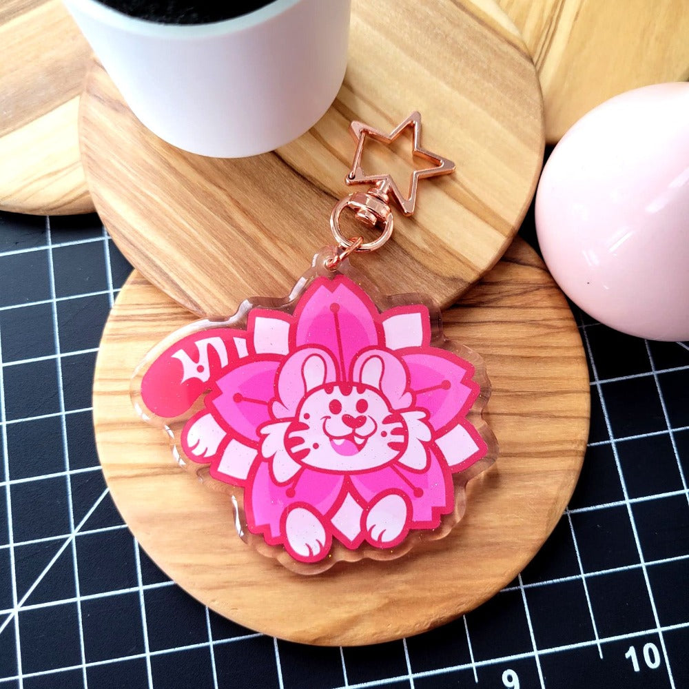 Cherry Blossom Tiger Keychain