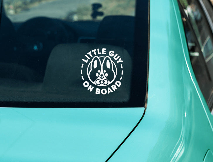 Corgi Little Guy On Board Vinyl Decal