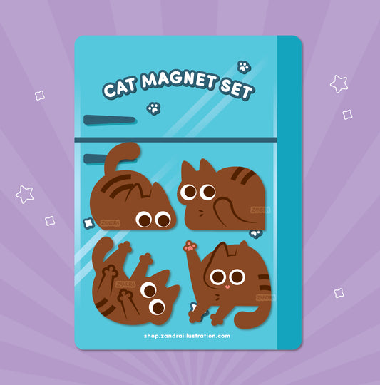 Brown Tabby Cat Mini Magnet Set