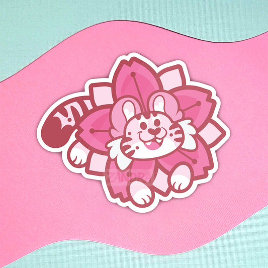 Cherry Blossom Tiger Vinyl Sticker