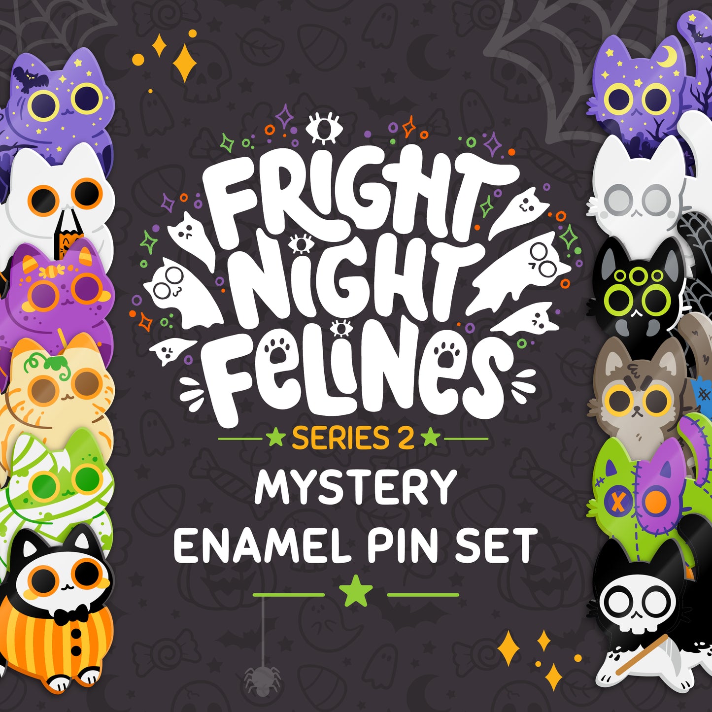 Fright Night Felines Series 2 Enamel Pin Mystery Bags