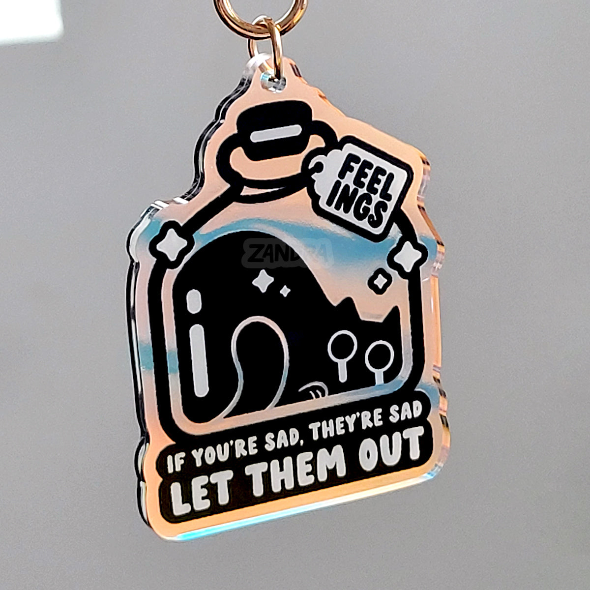 Free Your Feelings Rainbow Cat Keychain