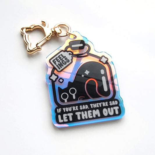 Free Your Feelings Rainbow Cat Keychain