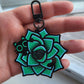 Succulent Cat Black Acrylic Keychain