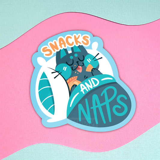 Snacks & Naps Cat Vinyl Sticker