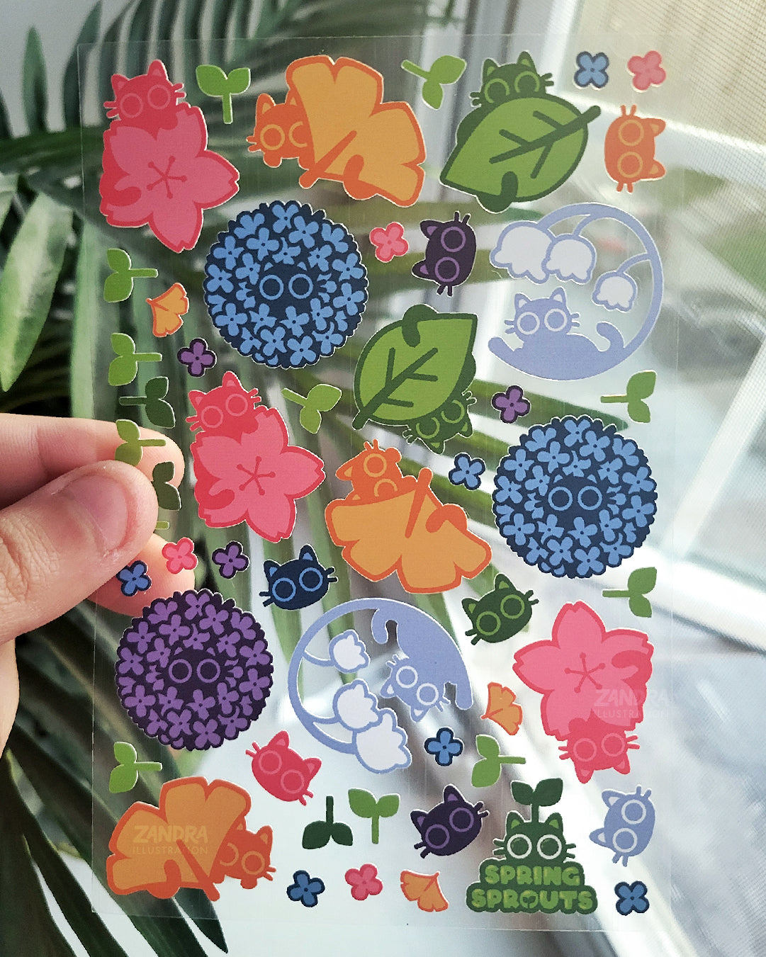 Spring Floral Cat 4x6 Sticker Sheet