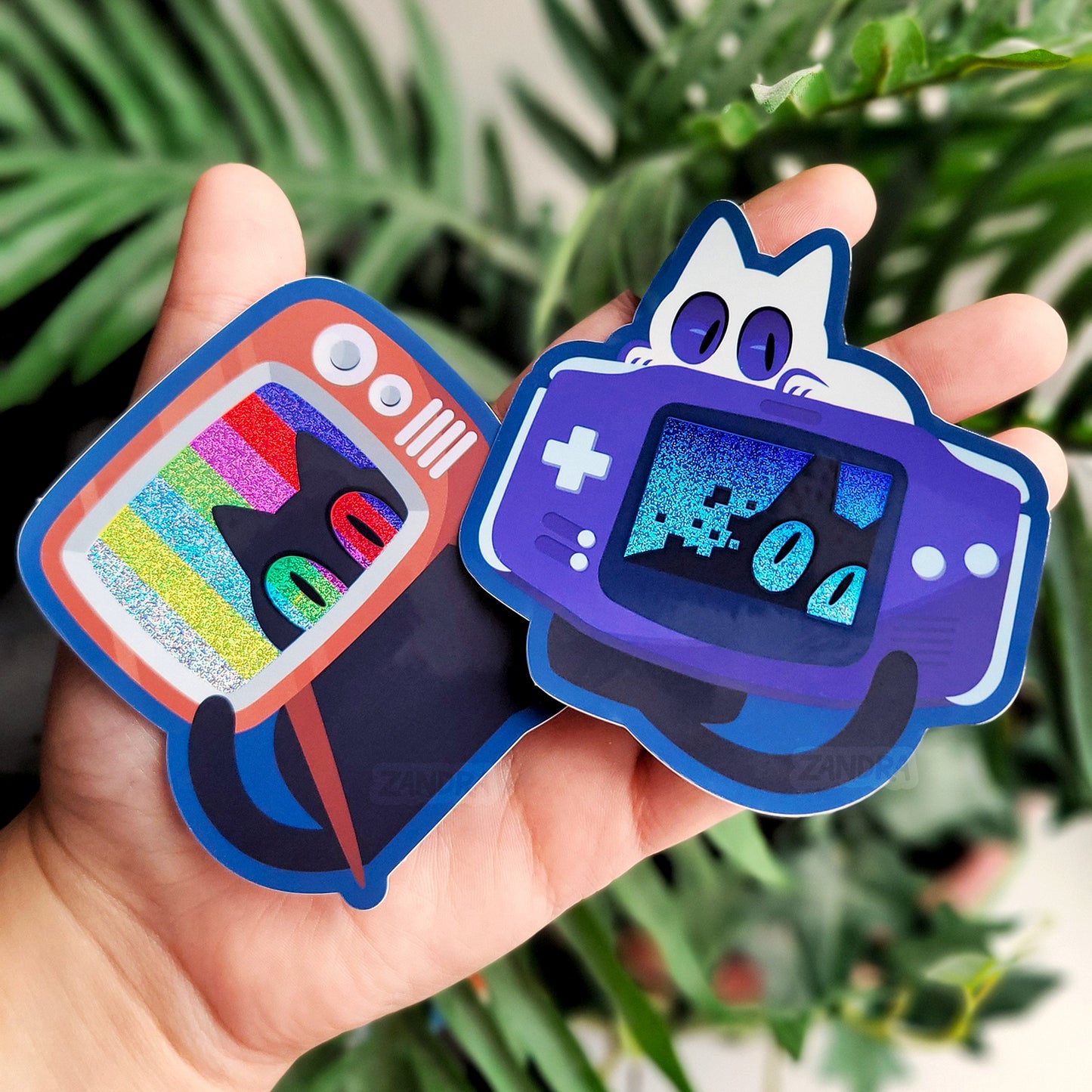 Broadcast Bars TV Cat Static Glitter Vinyl Sticker