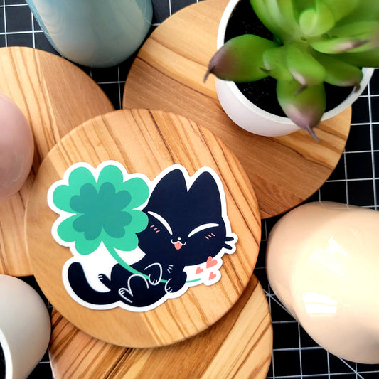 Lucky Black Cat Vinyl Sticker