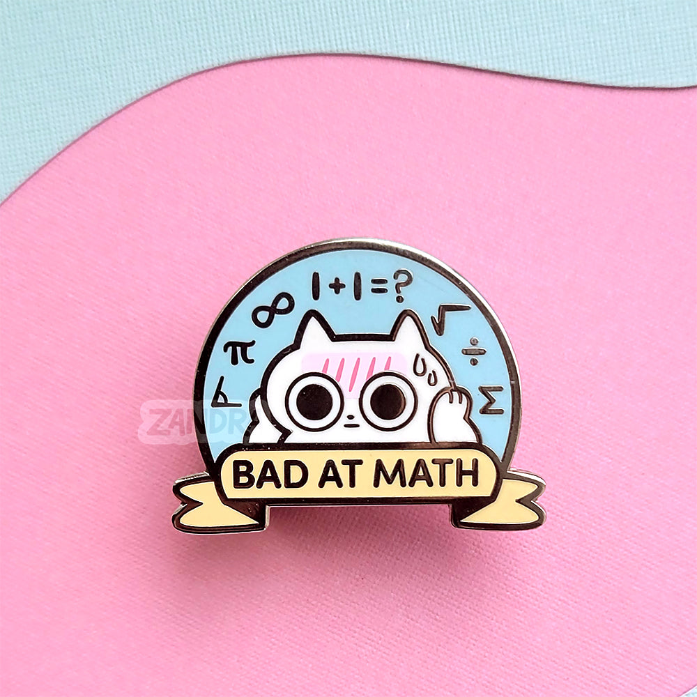 Bad At Math Cat Enamel Pin