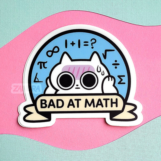 Bad At Math Cat Vinyl Sticker