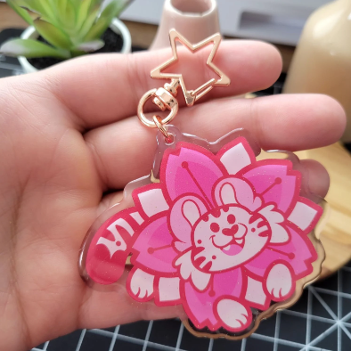 Cherry Blossom Tiger Keychain