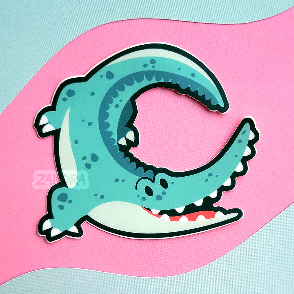 Happy Crocodile Vinyl Sticker