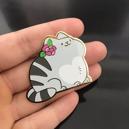 Pudgy Tabby Cat Enamel Pin