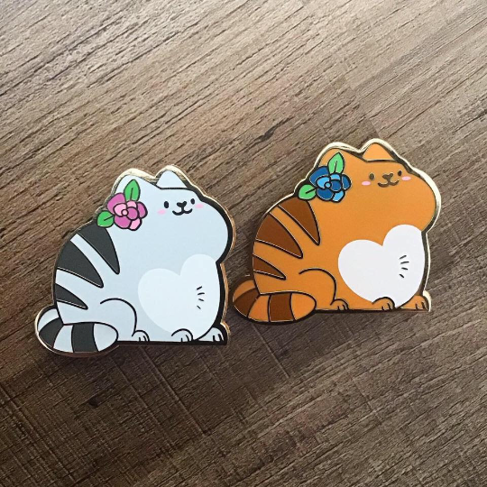 Pudgy Tabby Cat Enamel Pin