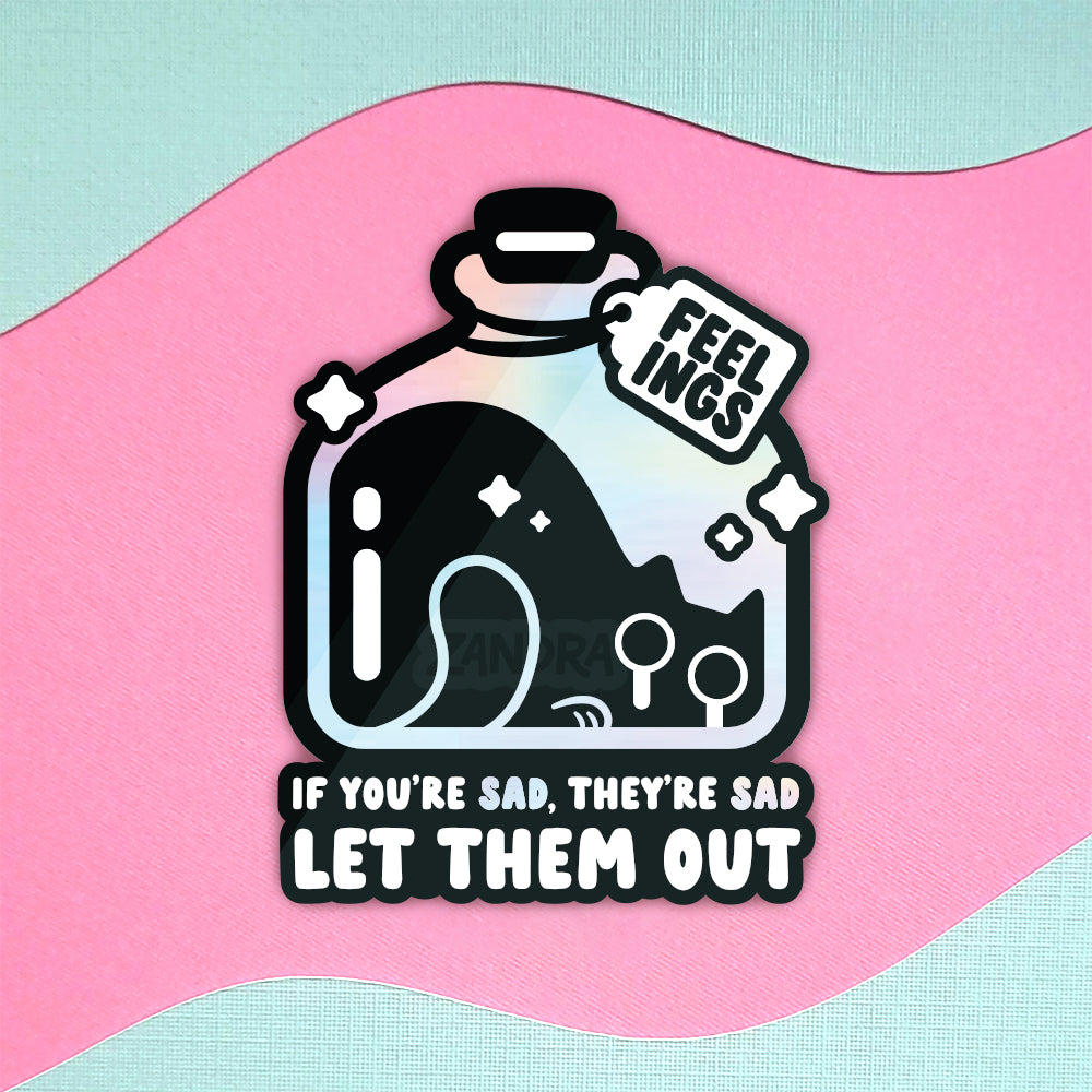 Free Your Feelings Holographic Cat Vinyl Sticker