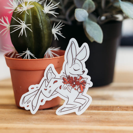 Floral Deer Vinyl Sticker