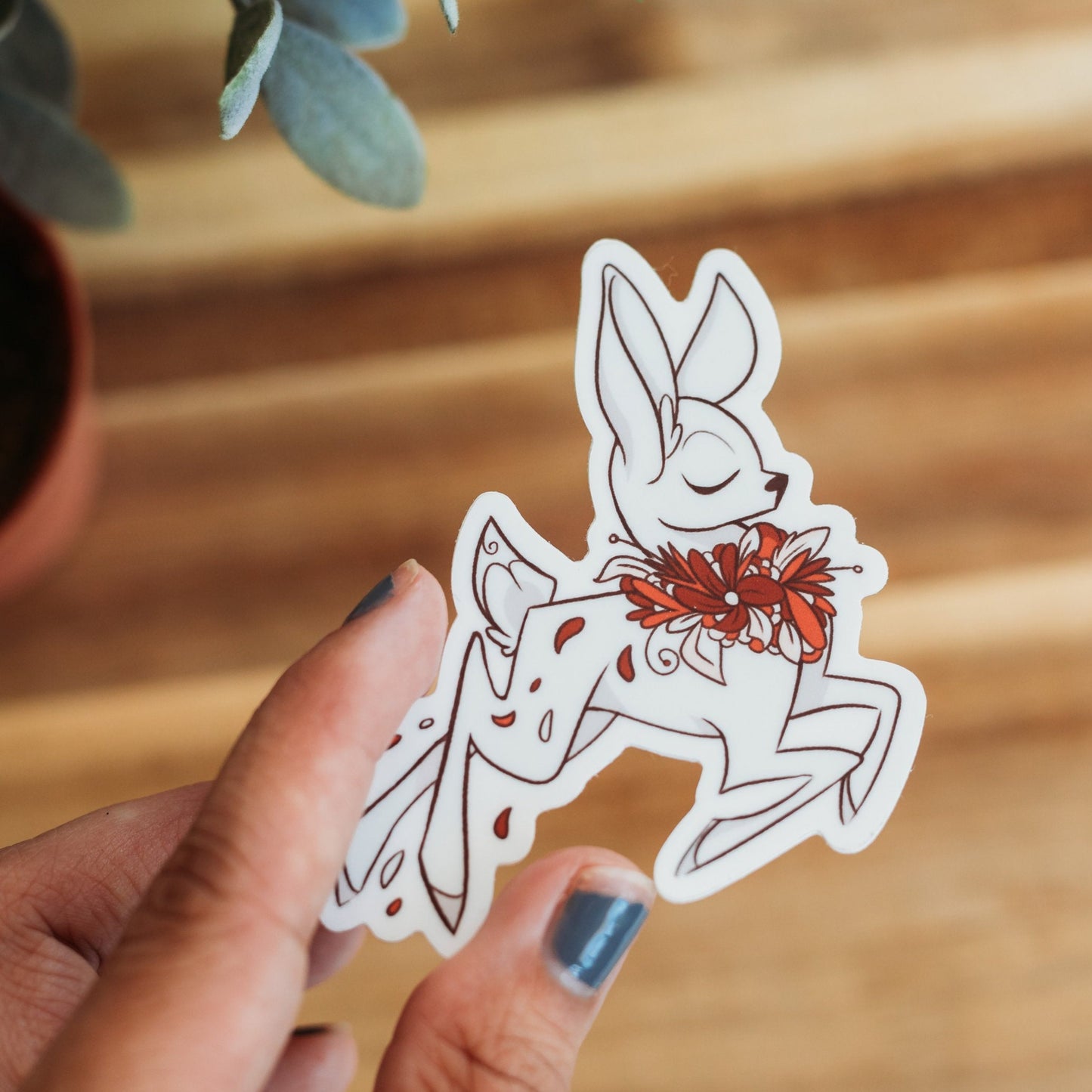 Floral Deer Vinyl Sticker