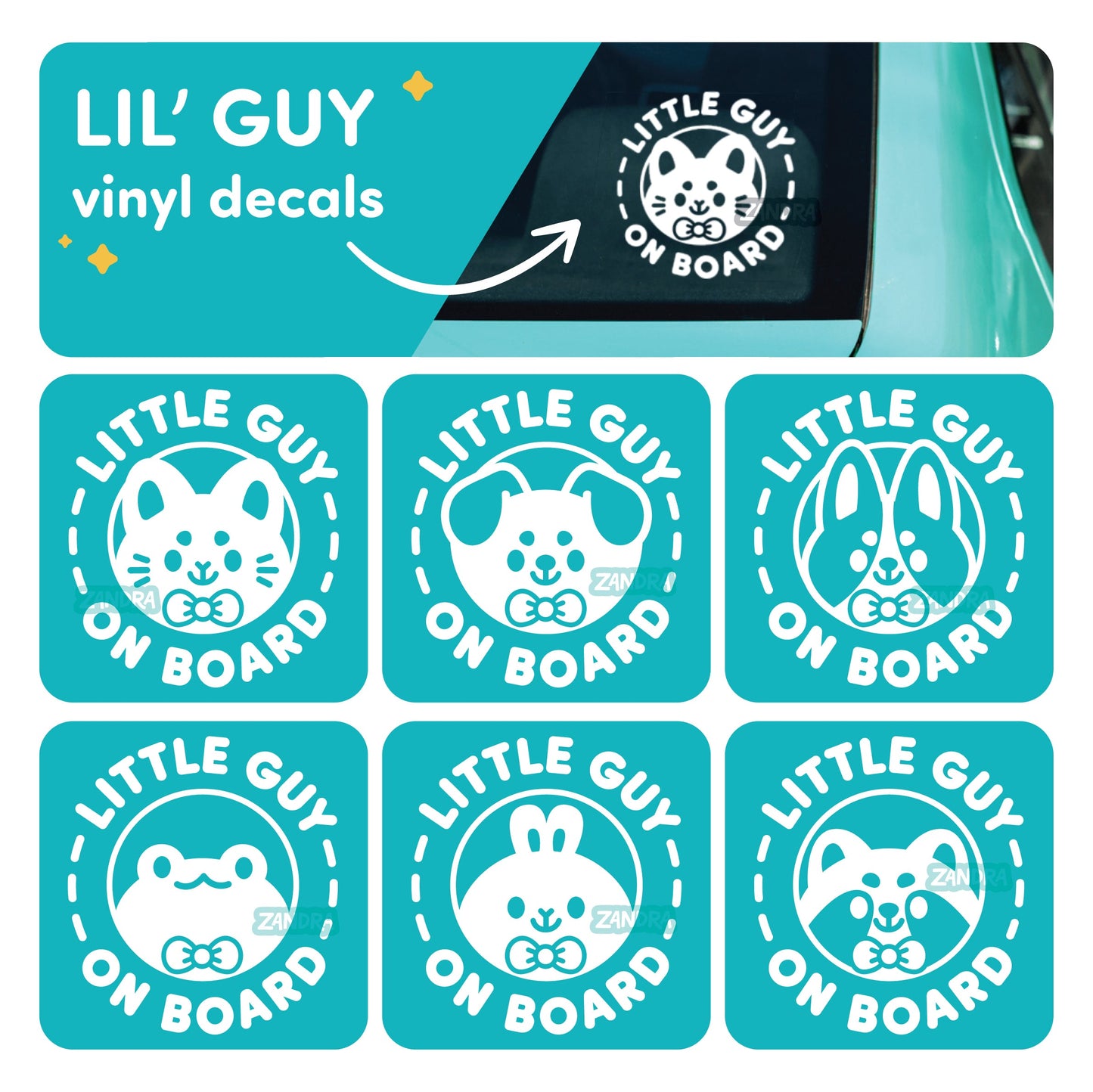 Corgi Little Guy On Board Vinyl Decal