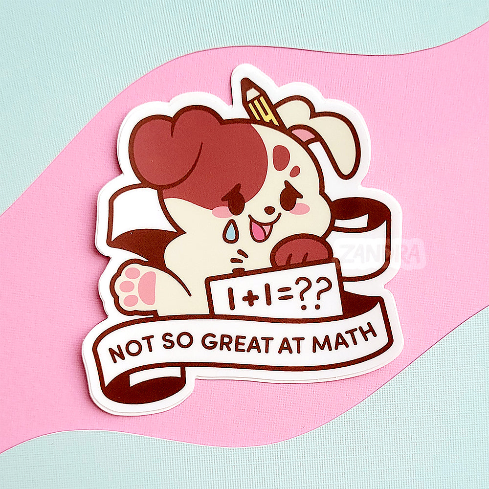 Not So Great At Math Puppy Vinyl Sticker