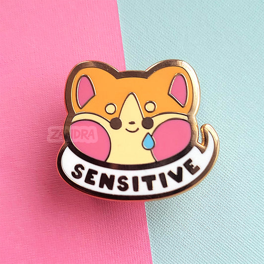 Sensitive Shiba Enamel Pin