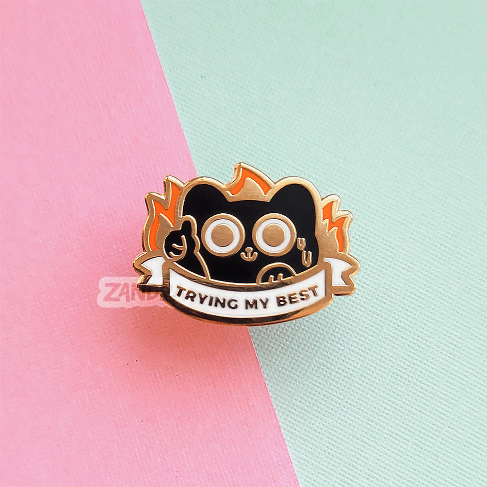 Trying My Best Cat Mini Enamel Pin