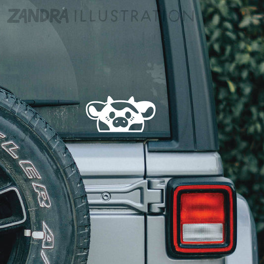 Peeking Cow Vinyl Decal